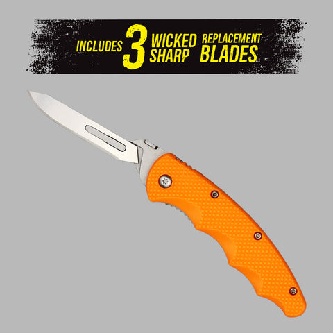 Hunter's Choice Replaceable Blade Folding Knife, w/ 10 Wiebe Wicked Sh –  Wiebe Knives